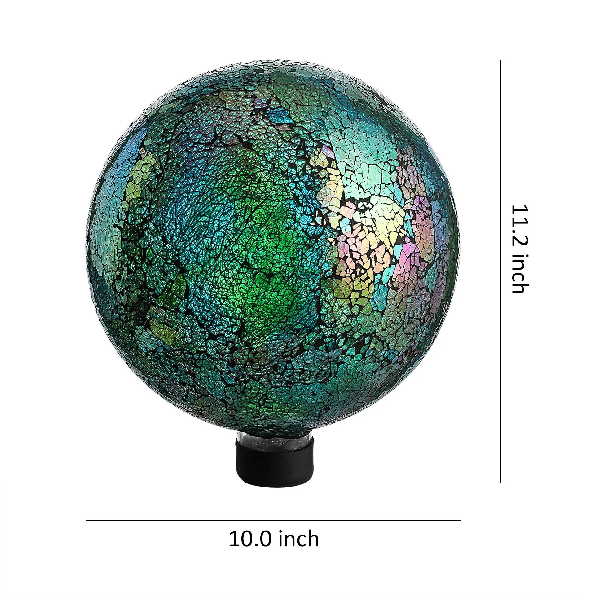 10 Inch Mosaic Colorful Gazing Ball,Iridescent Crackled Glass Mosaic Globe For Yard &