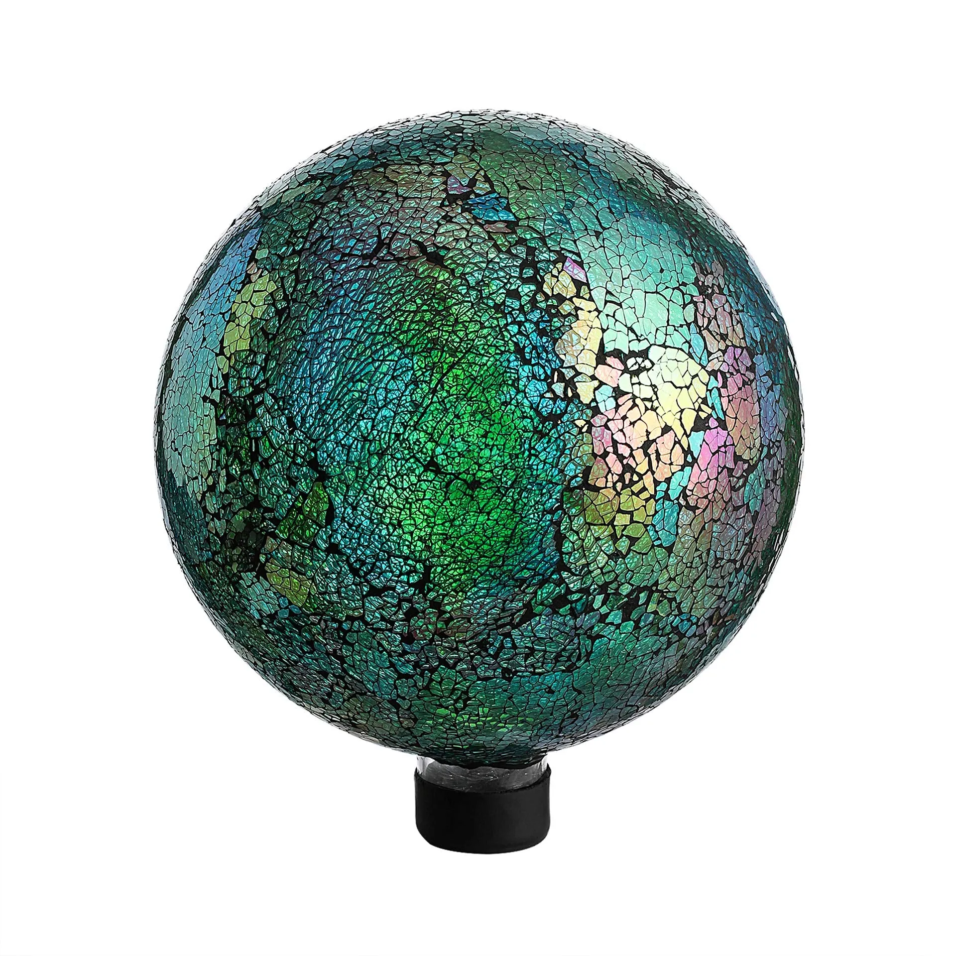 10 Inch Mosaic Colorful Gazing Ball,Iridescent Crackled Glass Mosaic Globe For Yard &