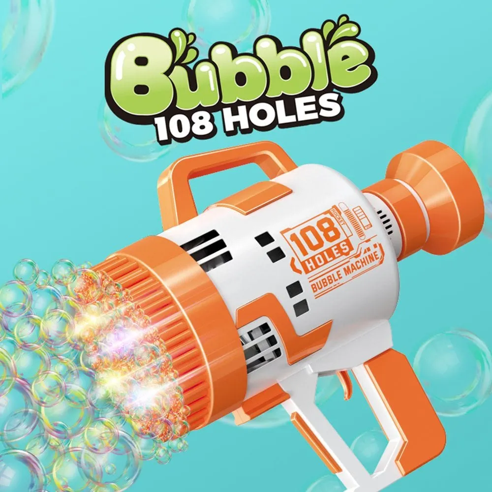 108 Holes Bubble Machine Gun Battery Operated with Light - Bubble Maker for Kids Indoor & Outdoor