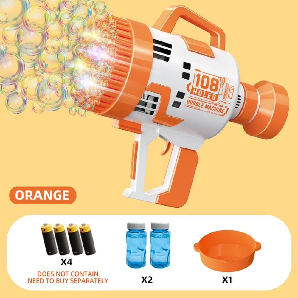 108 Holes Bubble Machine Gun Battery Operated with Light - Bubble Maker for Kids Indoor & Outdoor