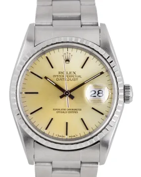 1994 Rolex DateJust Silver Tone Patina 36mm S 16220 Stainless Steel Oyster Watch