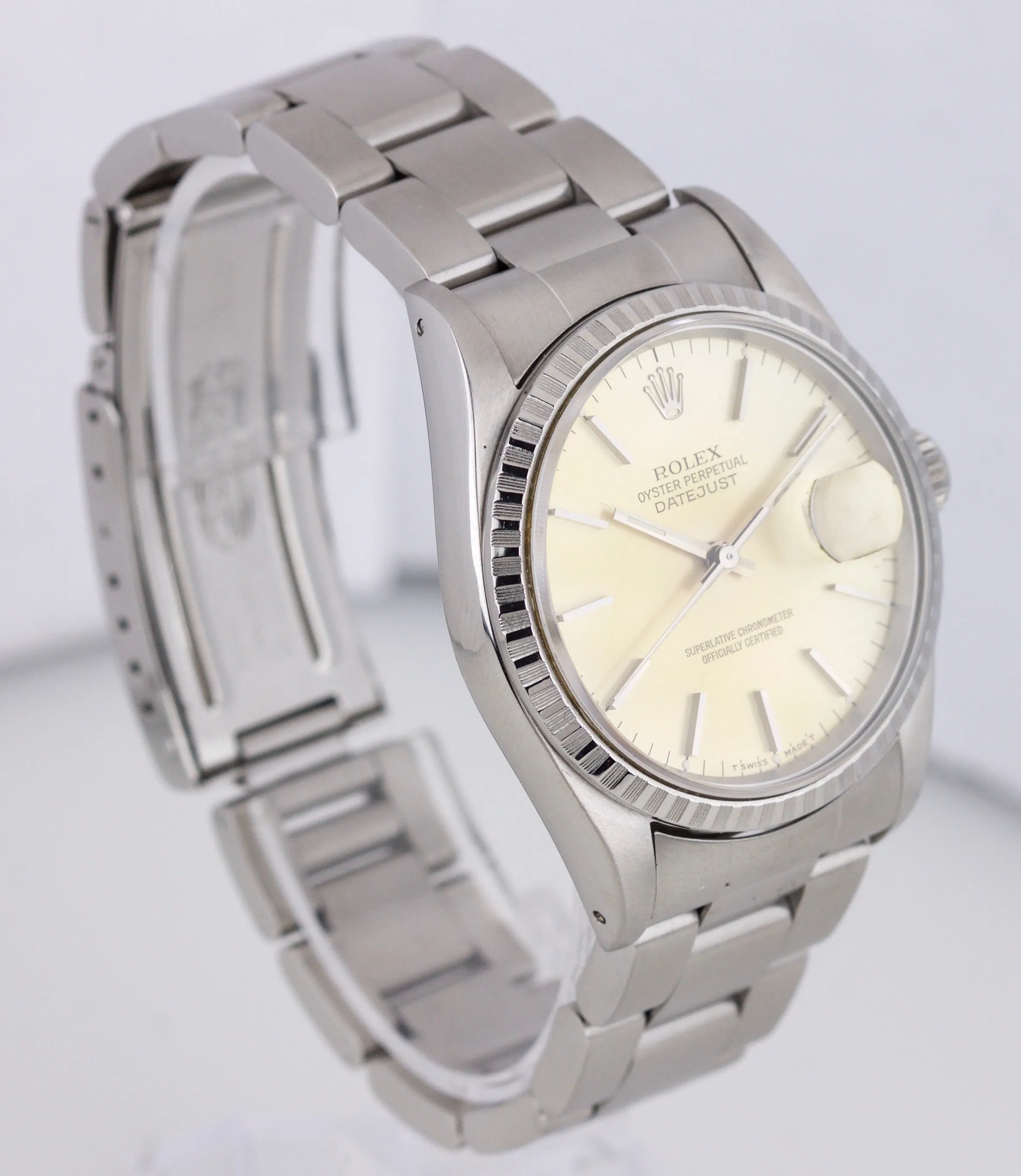 1994 Rolex DateJust Silver Tone Patina 36mm S 16220 Stainless Steel Oyster Watch