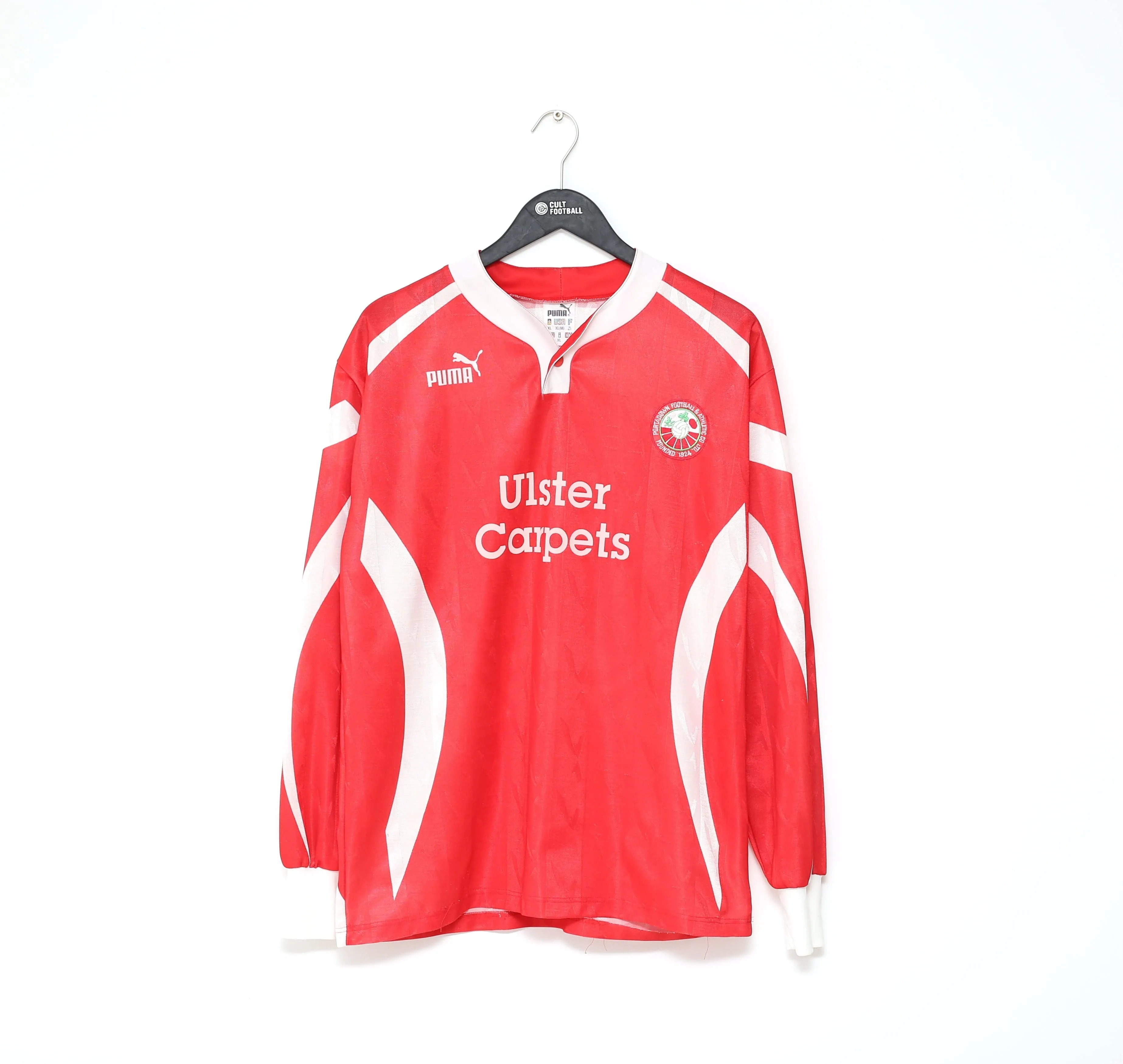 1997/98 HAYLOCK #9 Portadown Vintage PUMA LS Home Football Shirt (XL) Match Worn