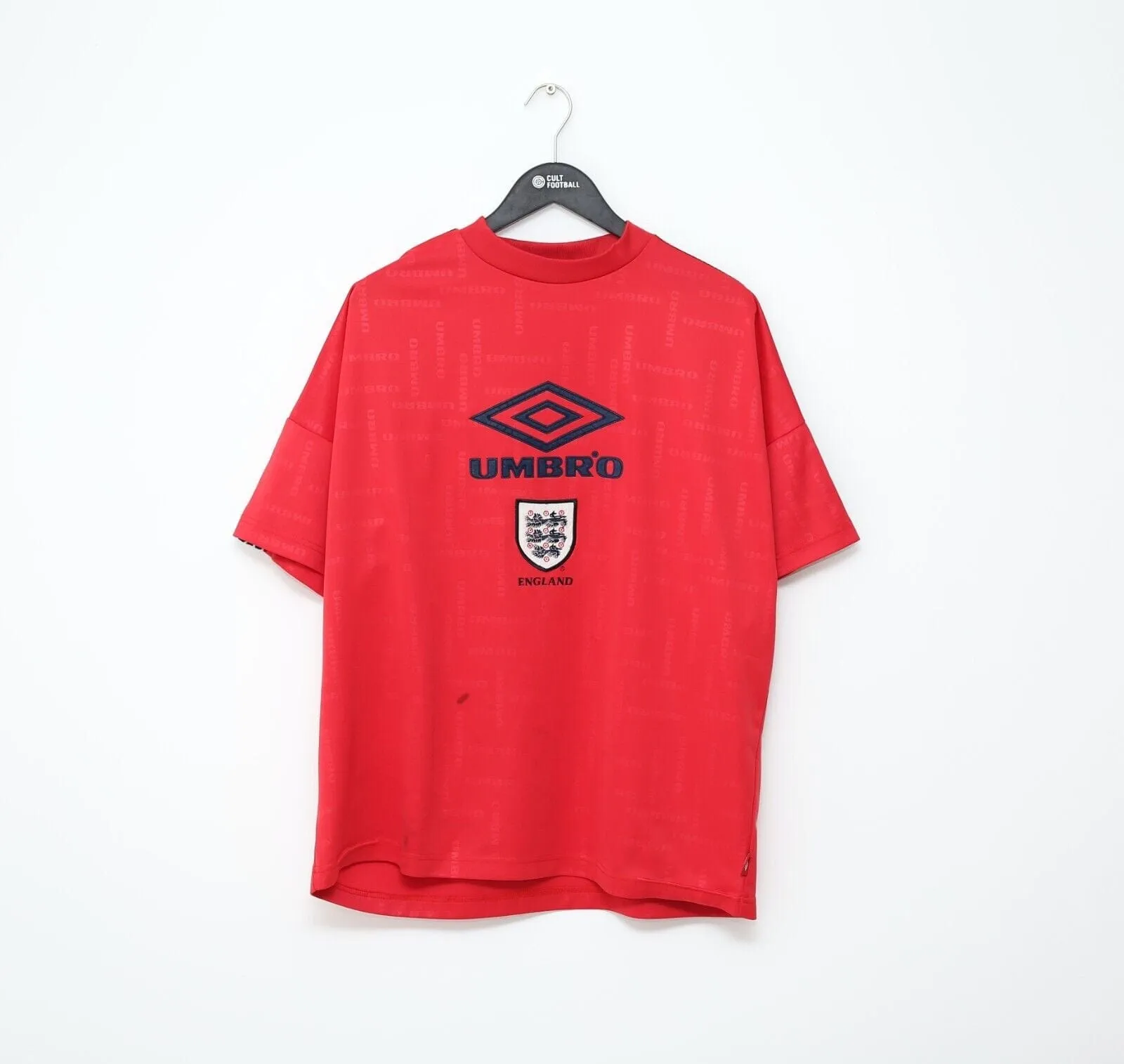 1997/99 ENGLAND Vintage Umbro Football Training Leisure Shirt (XL)