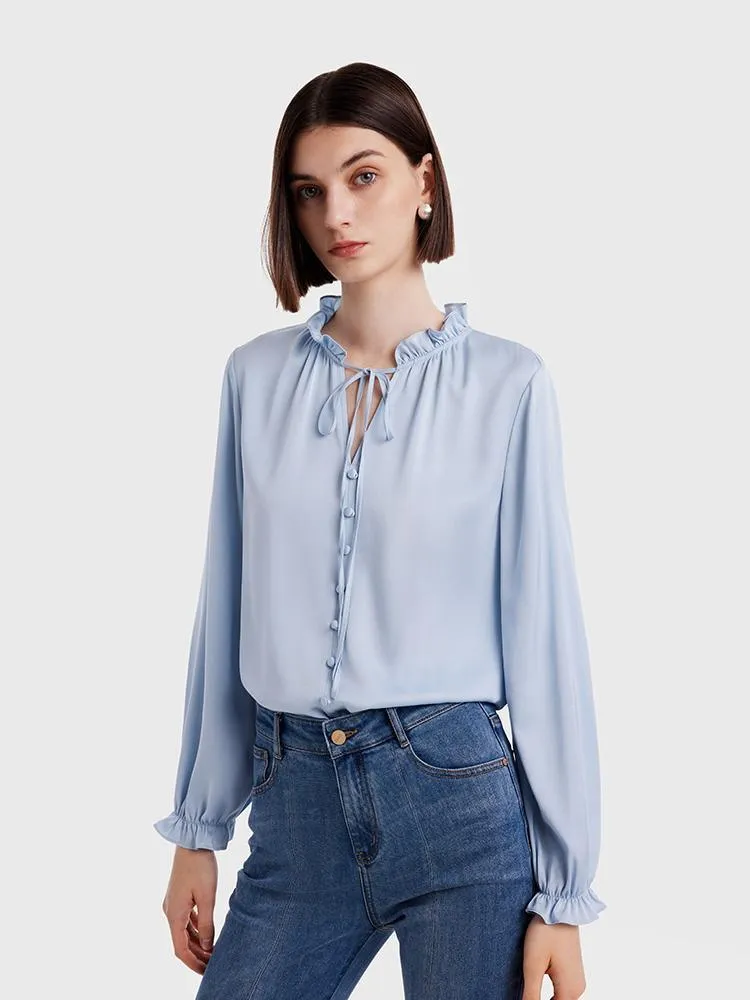 22 Momme Silk Ruffle Blouse