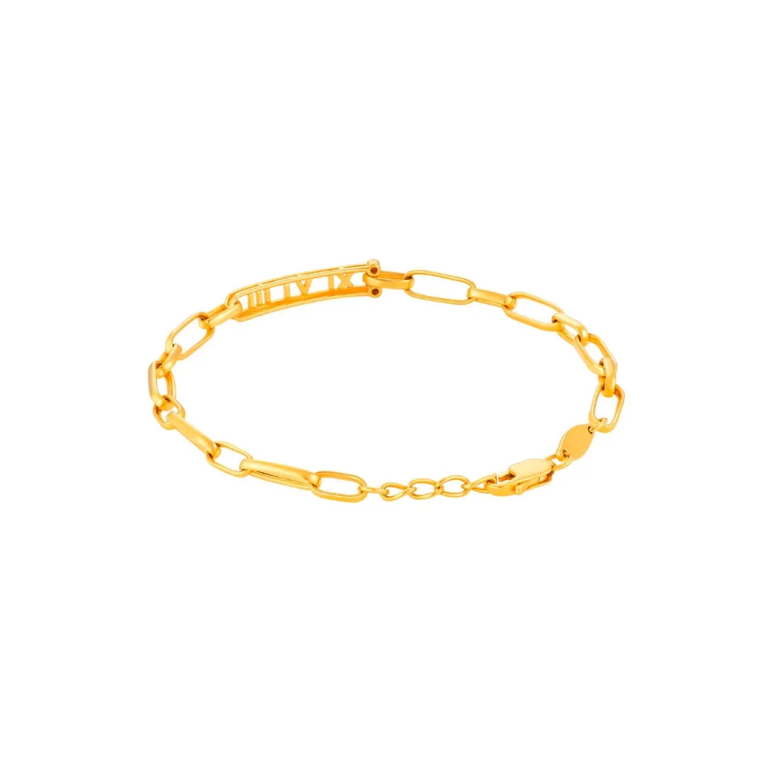 916 Gold Dazzling Roman Digits Bracelet