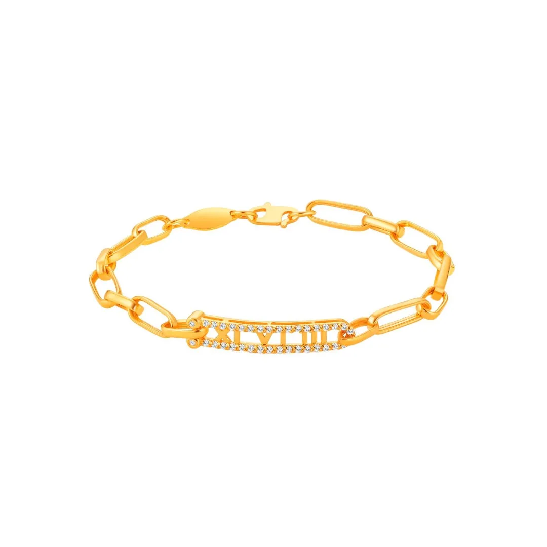 916 Gold Dazzling Roman Digits Bracelet