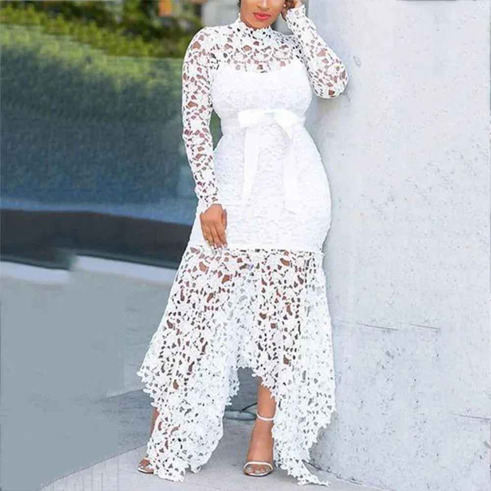 Affordable Brand New Dress Lace Women Dress Bodycon Evening Party Ladies Maxi Dresses Long Sleeve Plus Size For Women