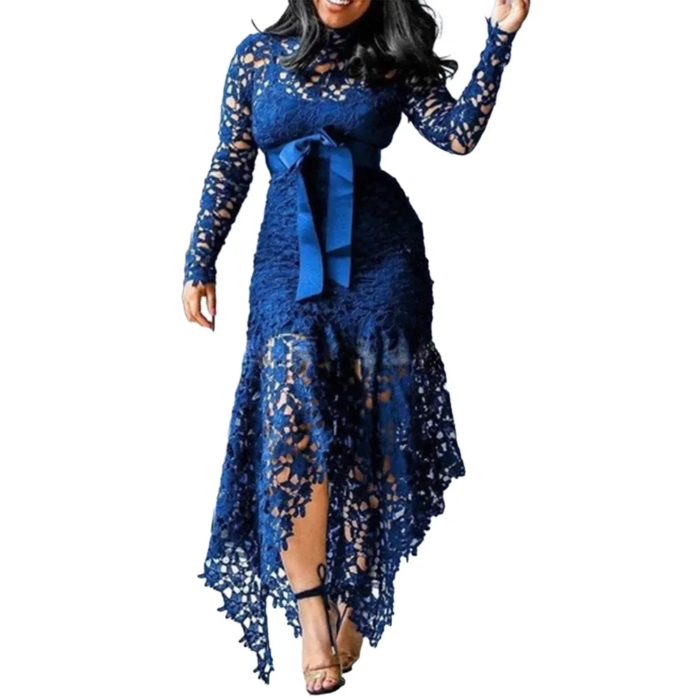 Affordable Brand New Dress Lace Women Dress Bodycon Evening Party Ladies Maxi Dresses Long Sleeve Plus Size For Women