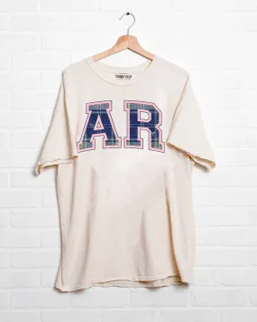 AR Plaid Arch (Pink Outline) Off White Thrifted Tee