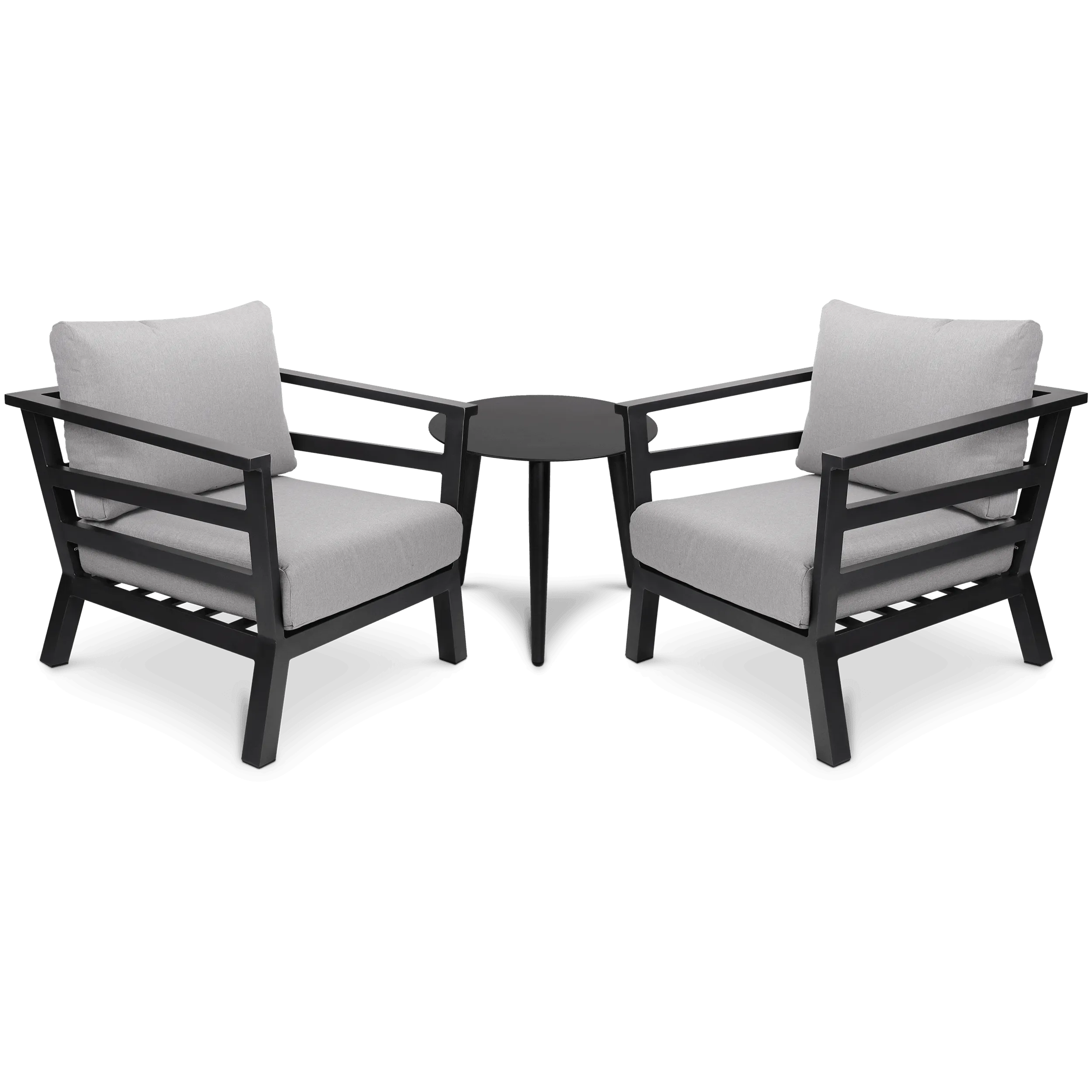 Aveiro & Santorini Large 3pc Occasional Set in Gunmetal Grey with Stone Olefin Cushions