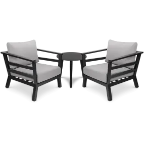 Aveiro & Santorini Large 3pc Occasional Set in Gunmetal Grey with Stone Olefin Cushions