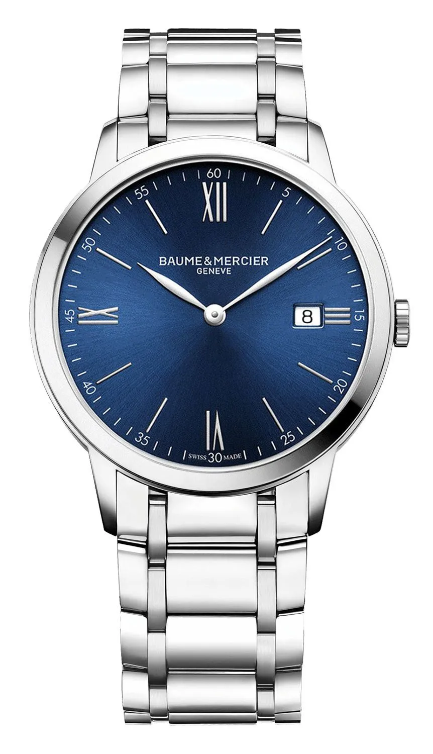 Baume & Mercier Classima Stainless Steel Blue Dial Date Quartz Mens Watch M0A10382