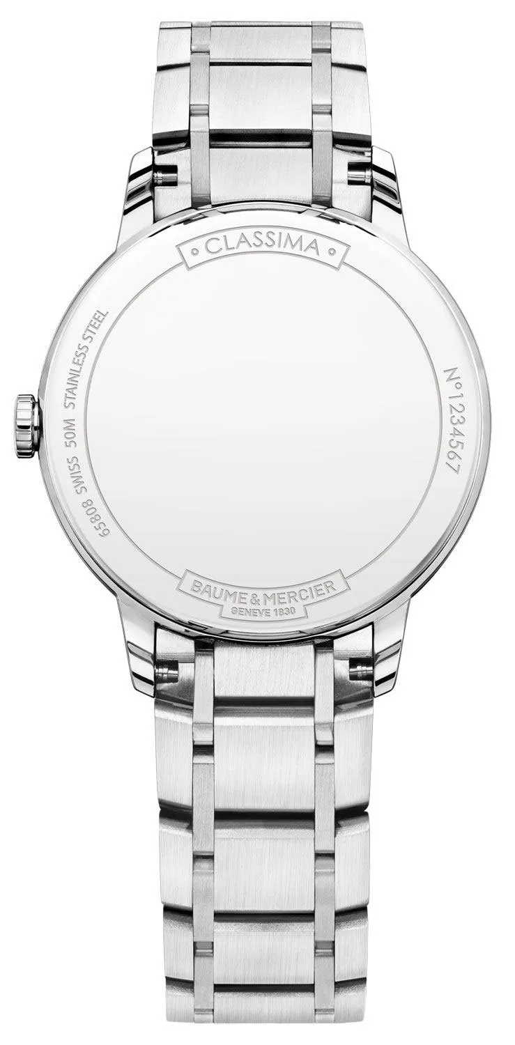 Baume & Mercier Classima Stainless Steel Mother-of-Pearl Dial Diamonds Date Quartz Womens Watch MOA10326