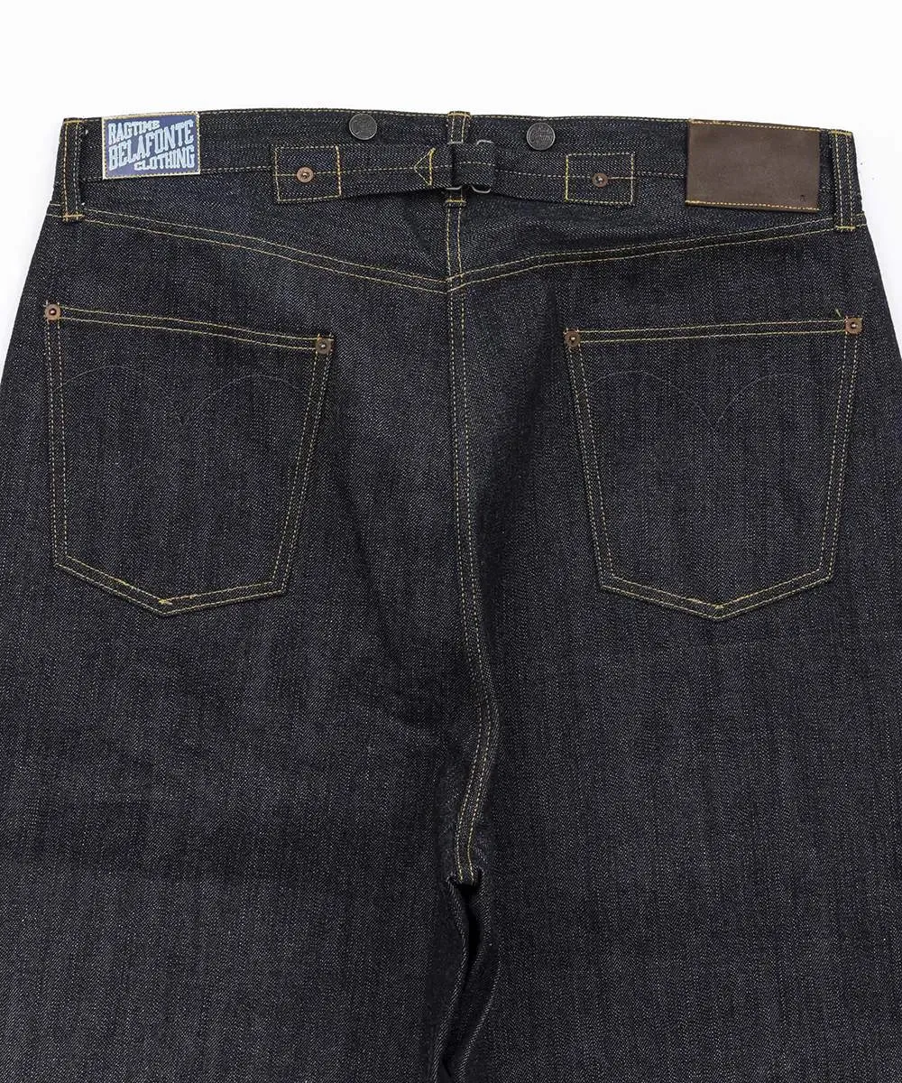 Belafonte Ragtime Clothing, 1936 Buckle Back Denim, Indigo