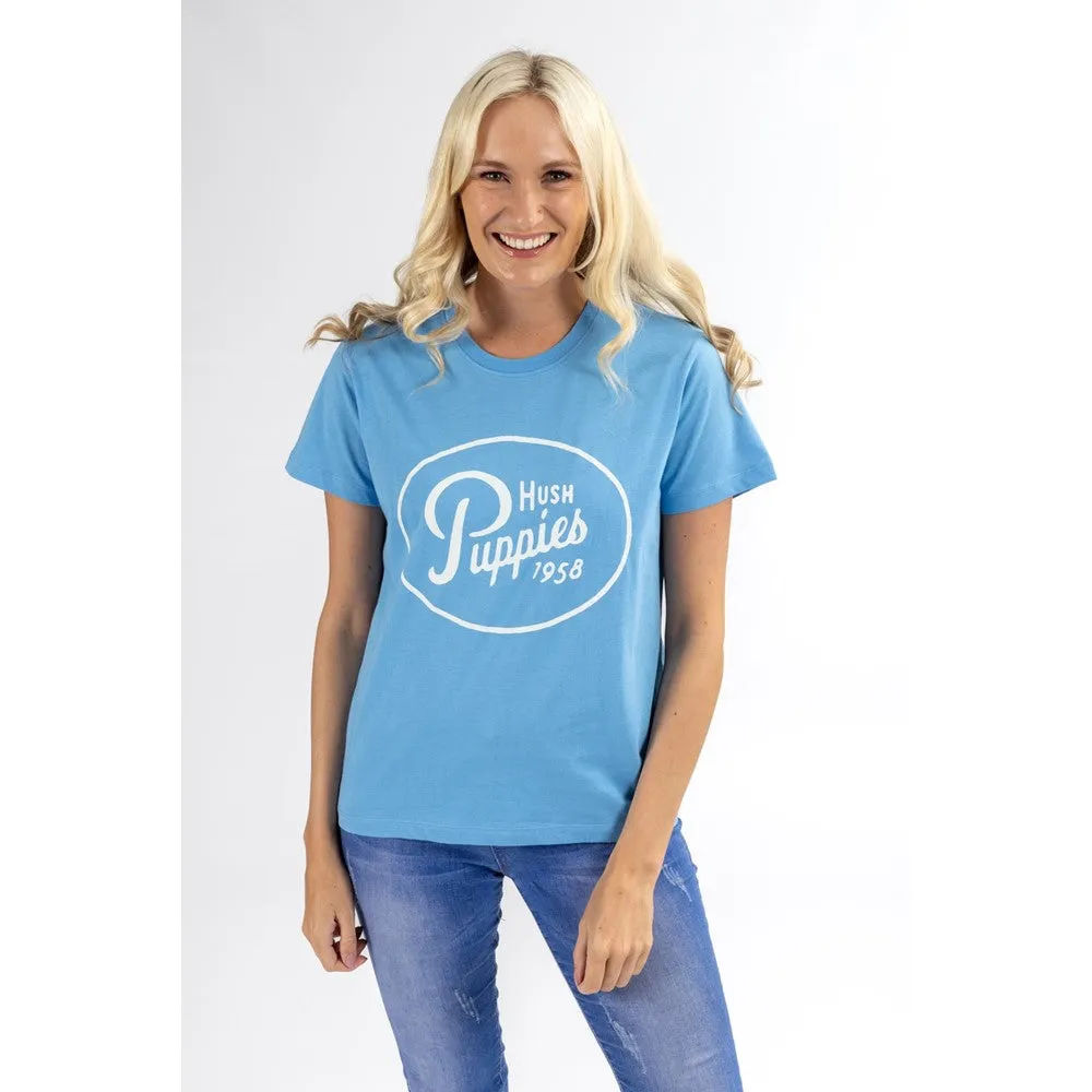 Blue Retro Script T-Shirt Womens