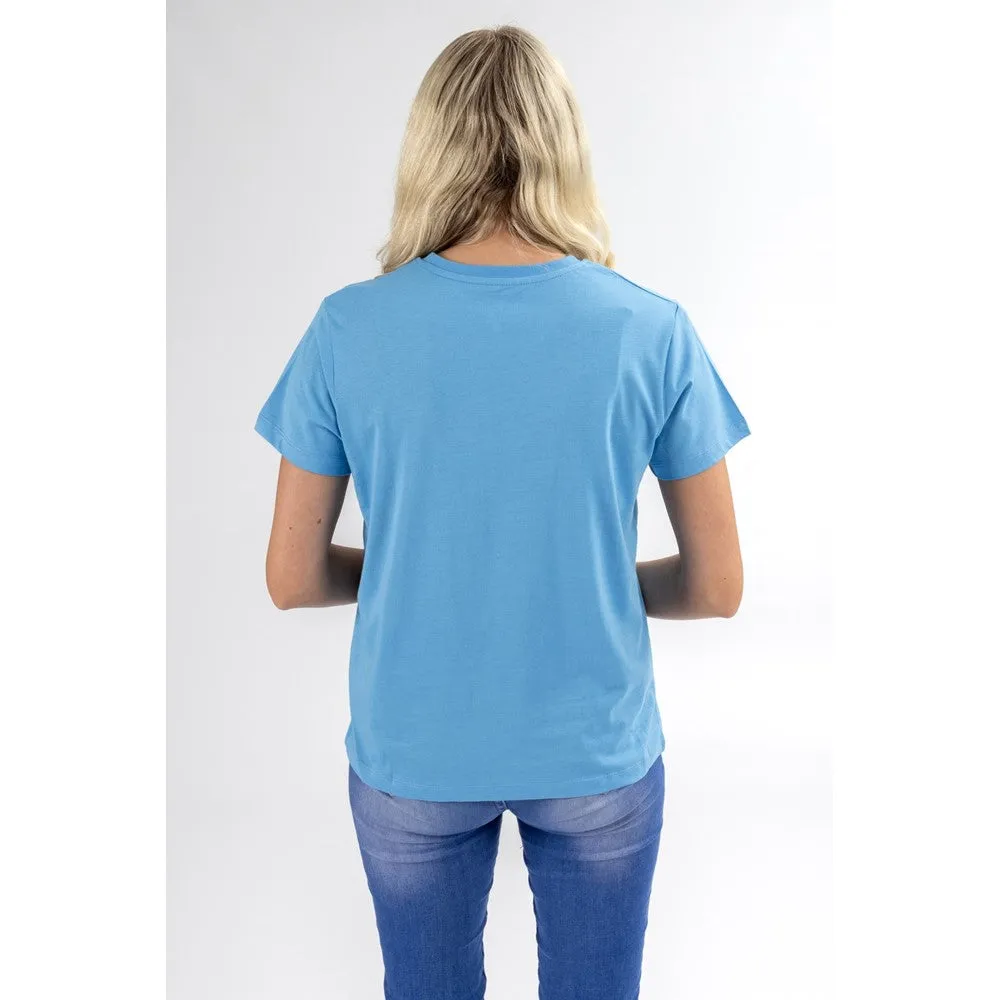 Blue Retro Script T-Shirt Womens