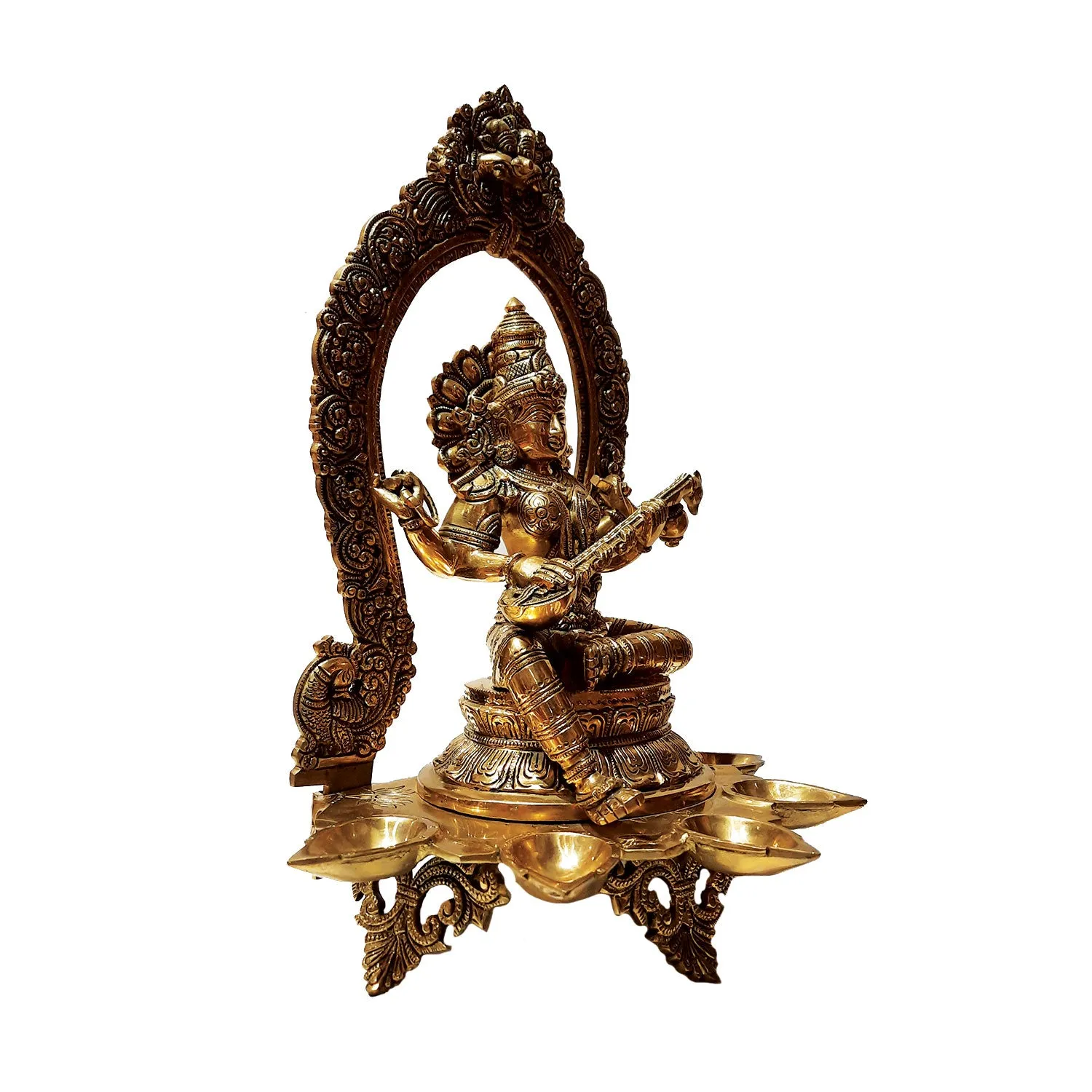 Brass Deepak Saraswati in Arch 18 in