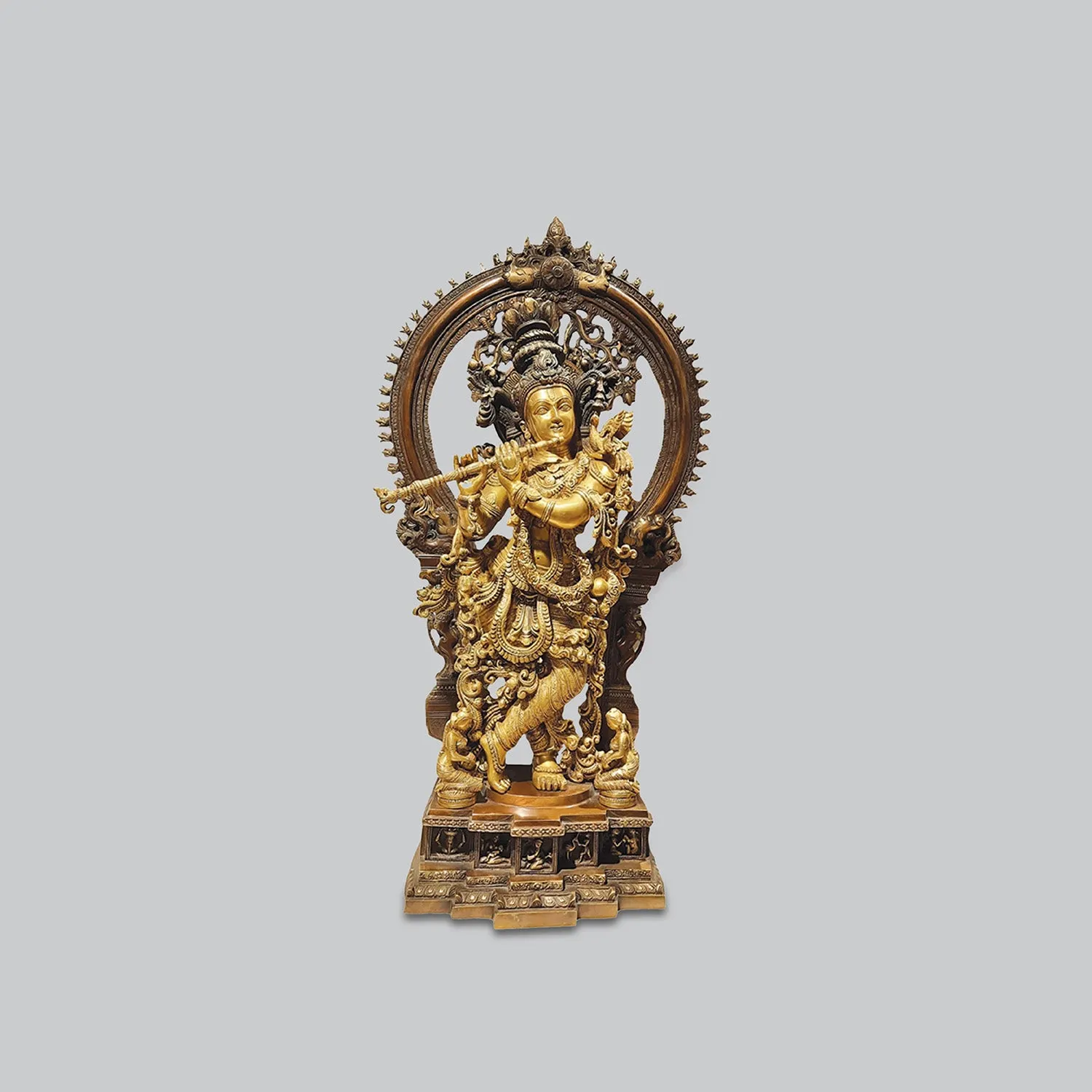 Brass Krishna with Arch in Two Tone Finish 32 in