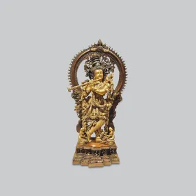 Brass Krishna with Arch in Two Tone Finish 32 in