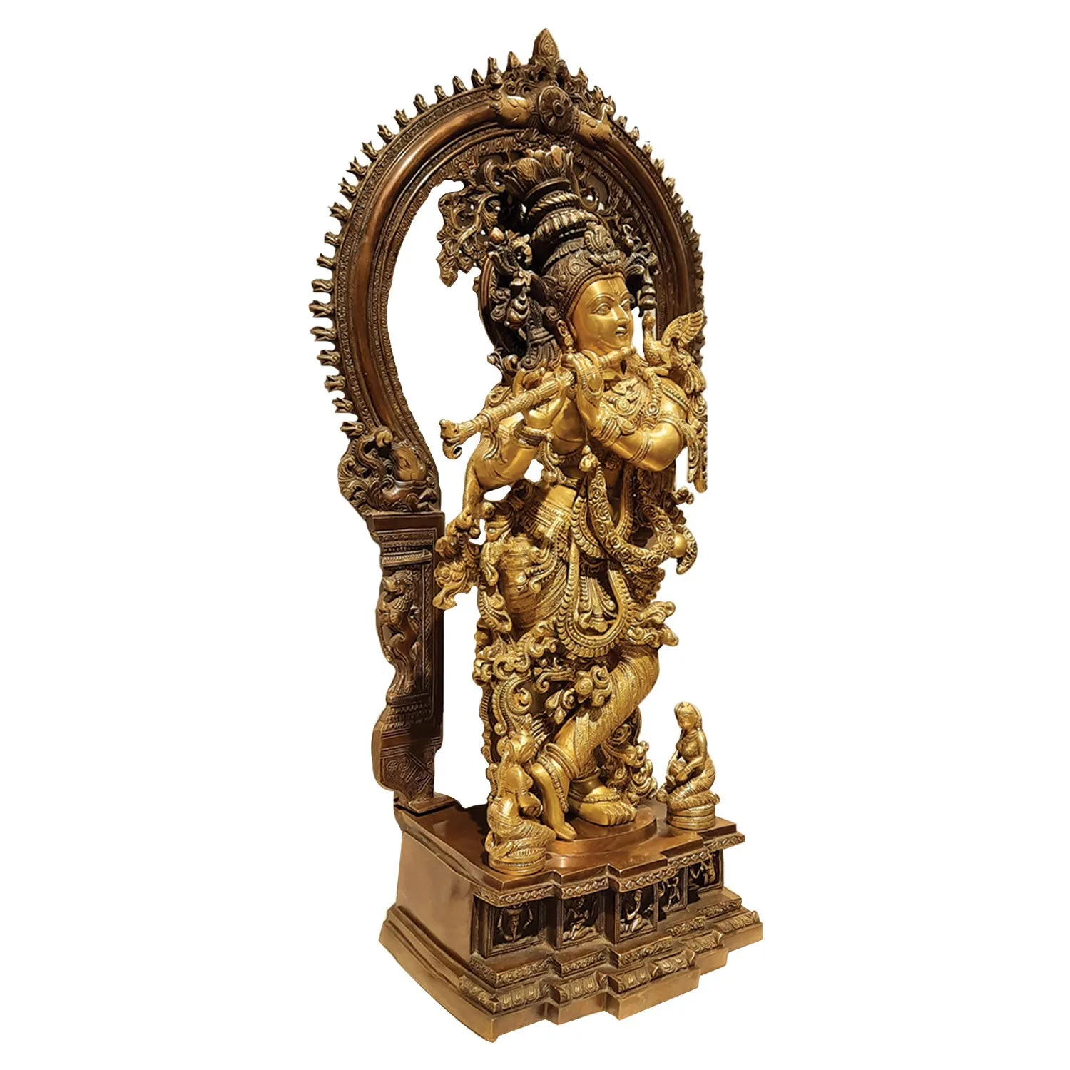 Brass Krishna with Arch in Two Tone Finish 32 in