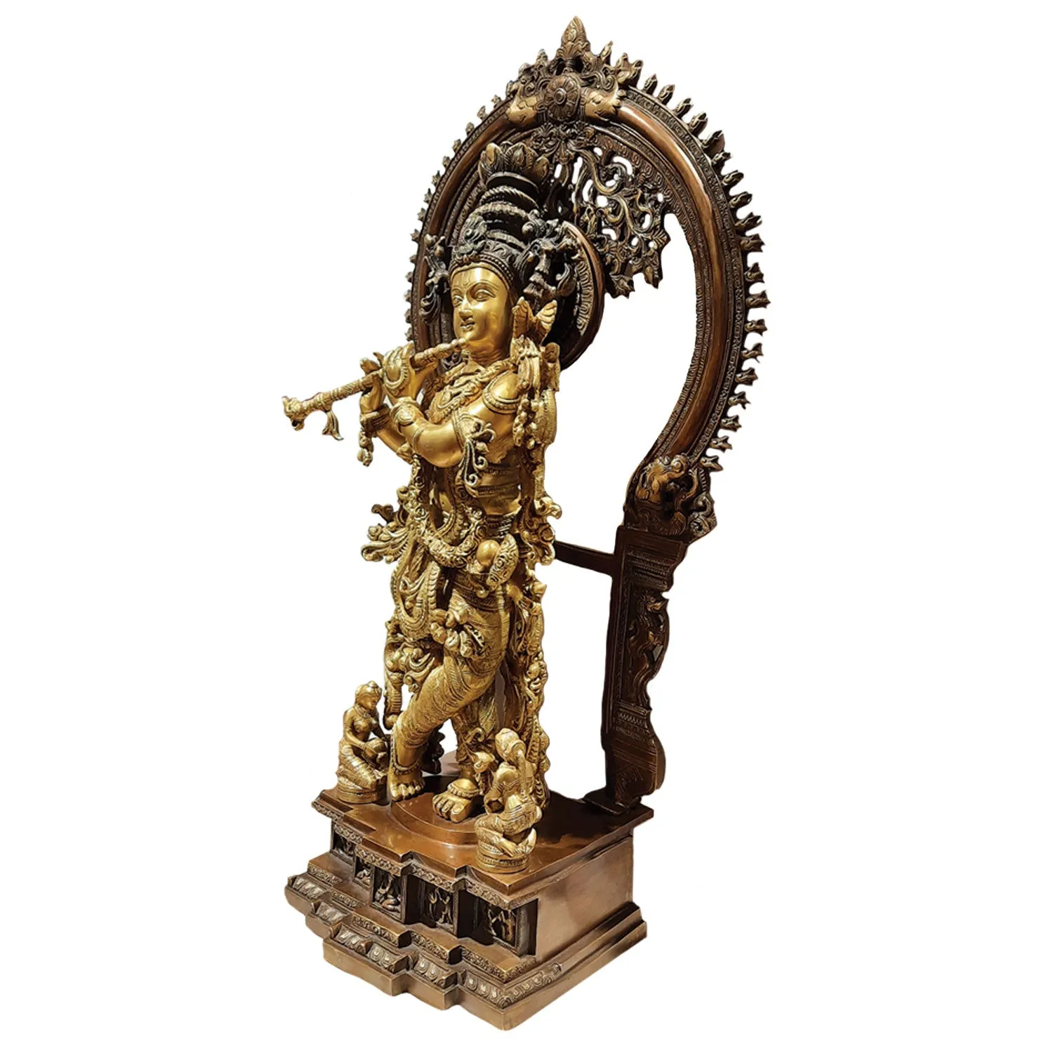 Brass Krishna with Arch in Two Tone Finish 32 in