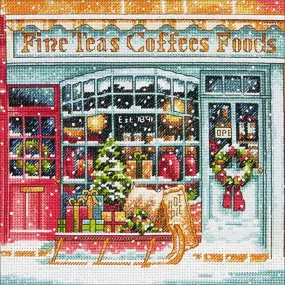 COFFEE SHOPPE, Counted Cross Stitch Kit, 18 count white Aida, DIMENSIONS Gold Petite Collection (70-08973)