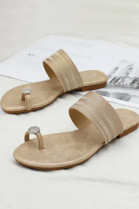 Crystal Embellishment Open Toe Slippers