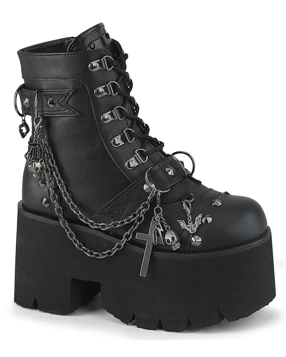 Demonia Ashes Chains & Charms Platform Boot