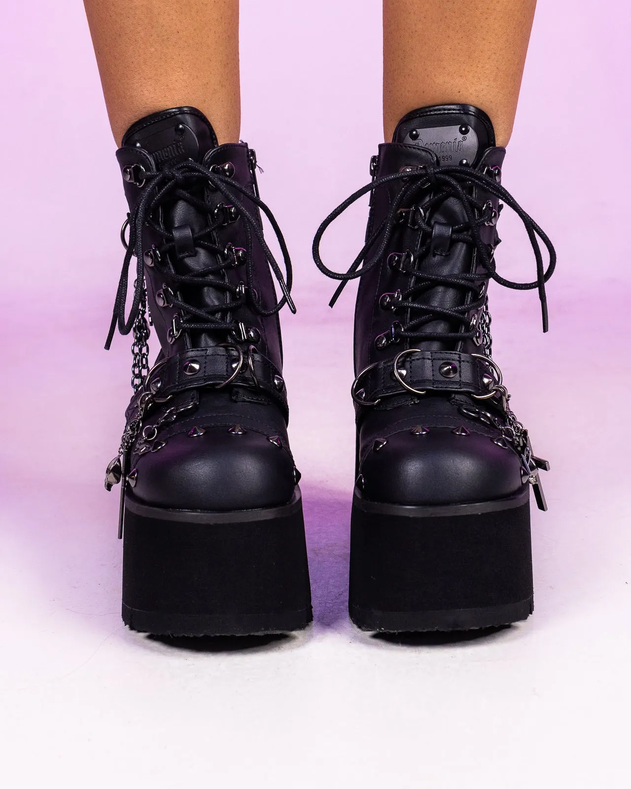 Demonia Ashes Chains & Charms Platform Boot