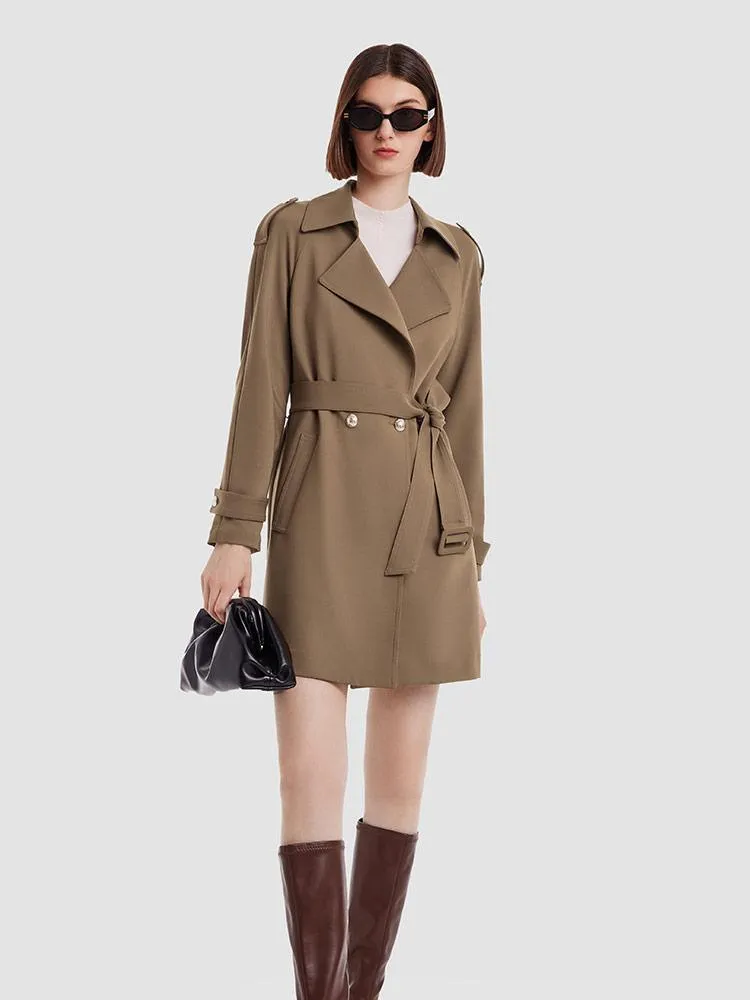 Double Layer Worsted Woolen Trench Coat