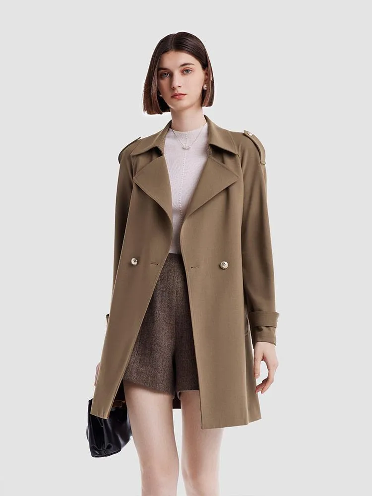 Double Layer Worsted Woolen Trench Coat