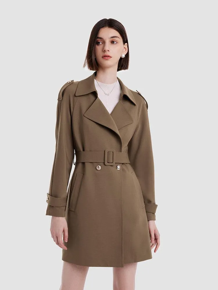 Double Layer Worsted Woolen Trench Coat