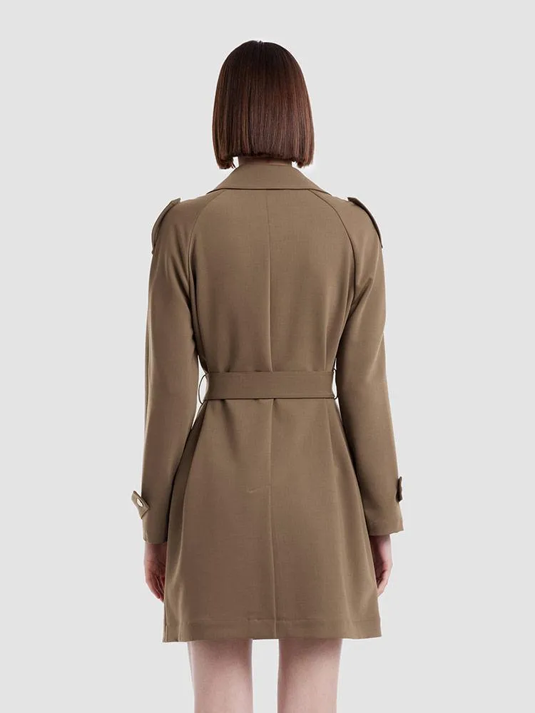 Double Layer Worsted Woolen Trench Coat