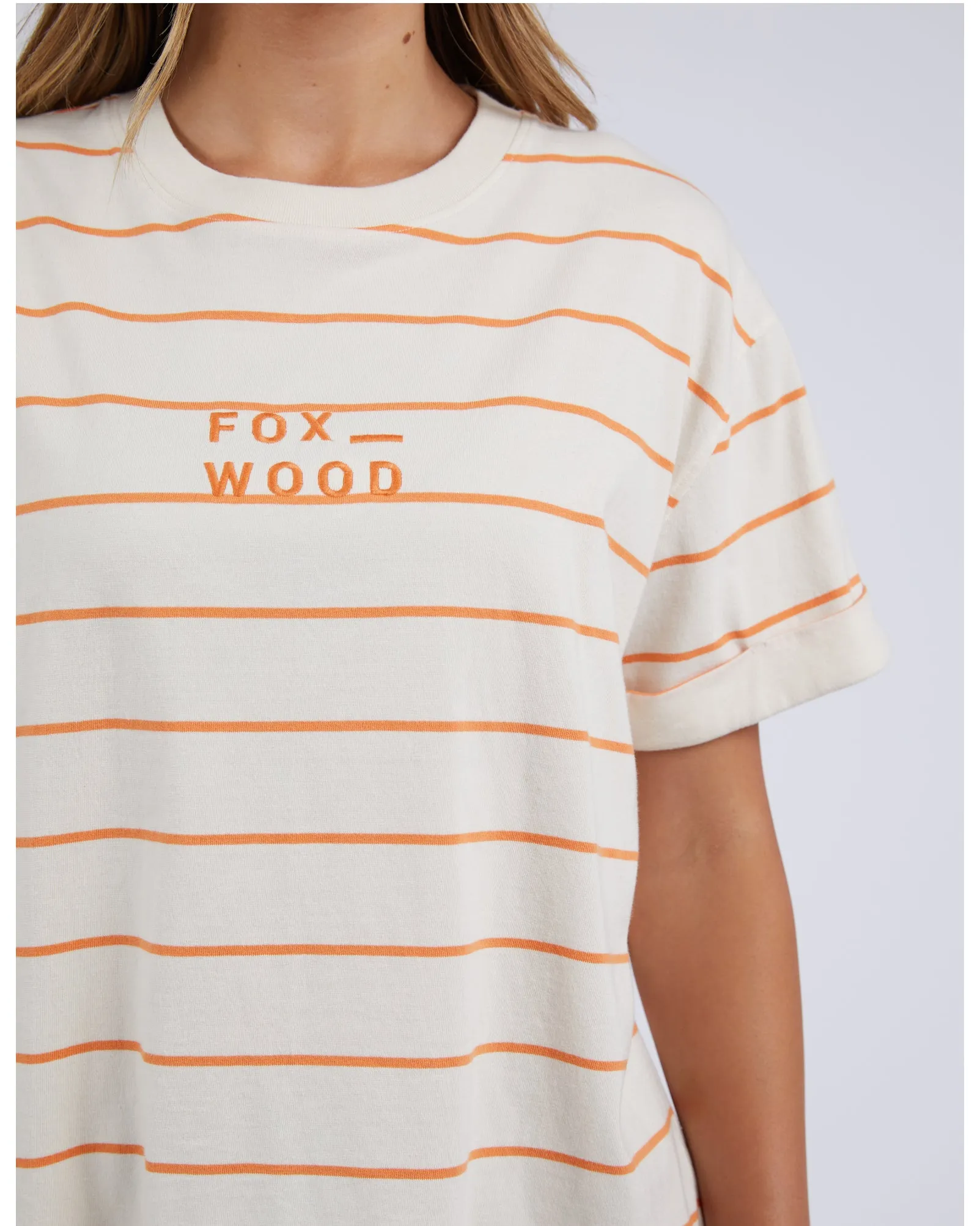 Foxwood Huntleigh Stripe Tee - Orange/Vintage White