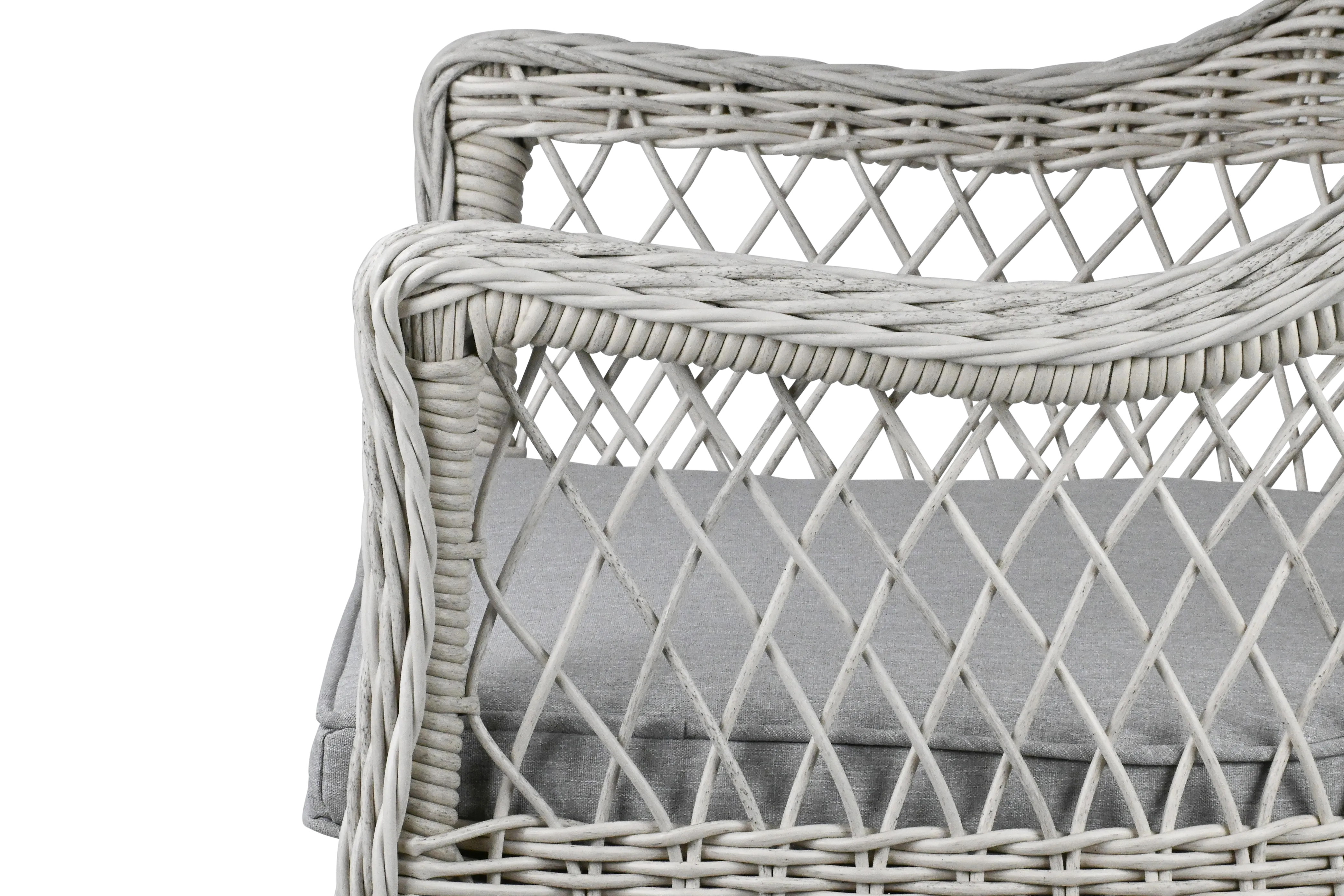 Hamptons Dining Chair 3pc Occasional in Surfmist Wicker and Dune Spunpoly Cushions