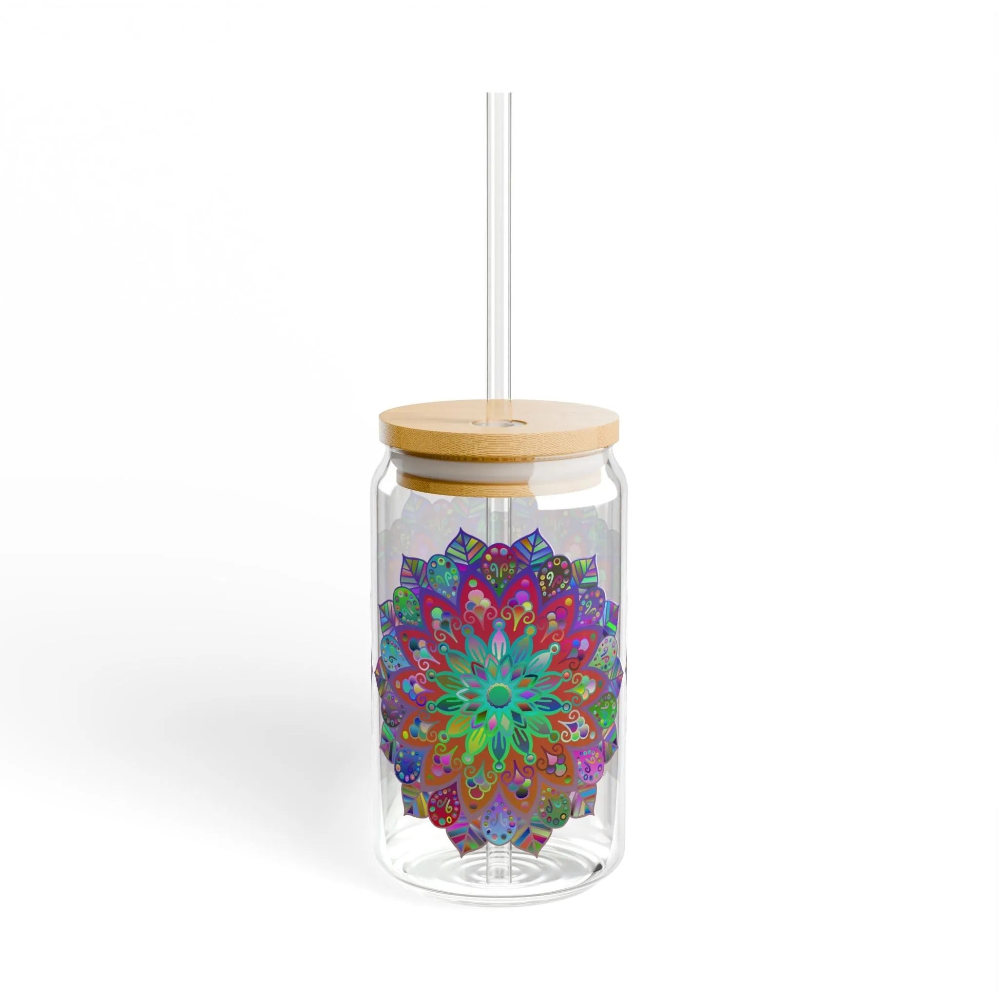 Handmade Mandala Art Sipper Glass (16oz)