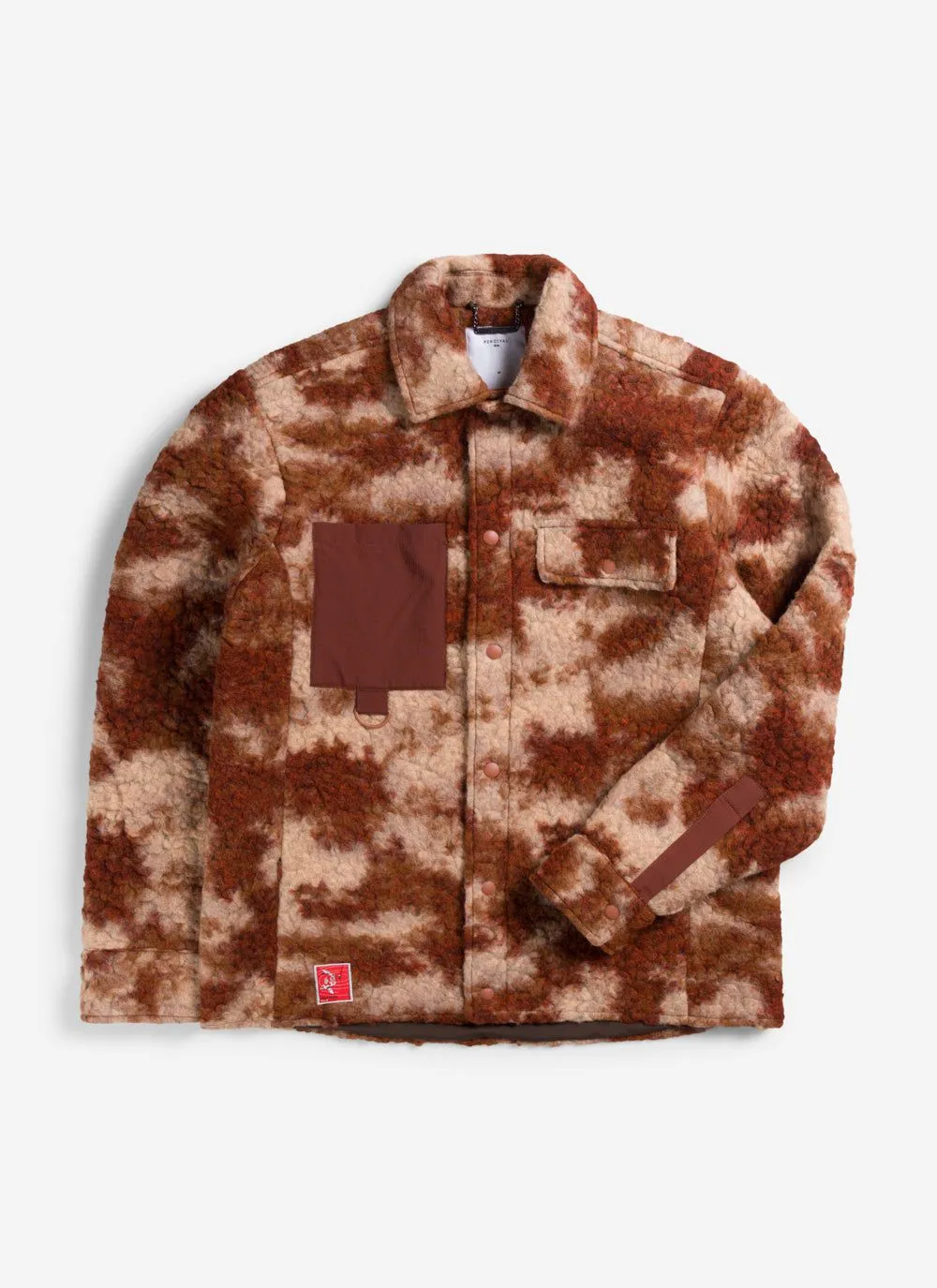 Jacquard Teddy Fleece Overshirt | Wool | Rust