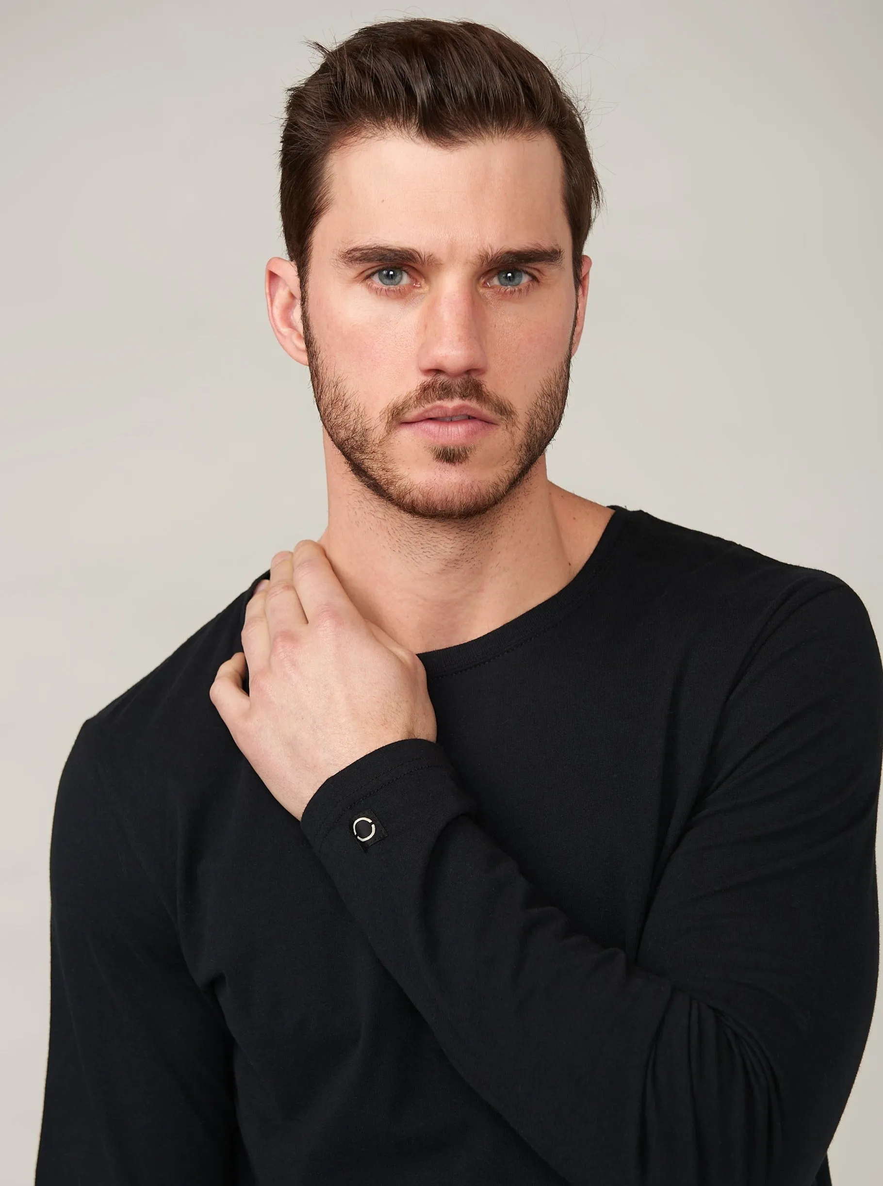 Jayden Brushed Long Sleeve Scoop T - Jet Black