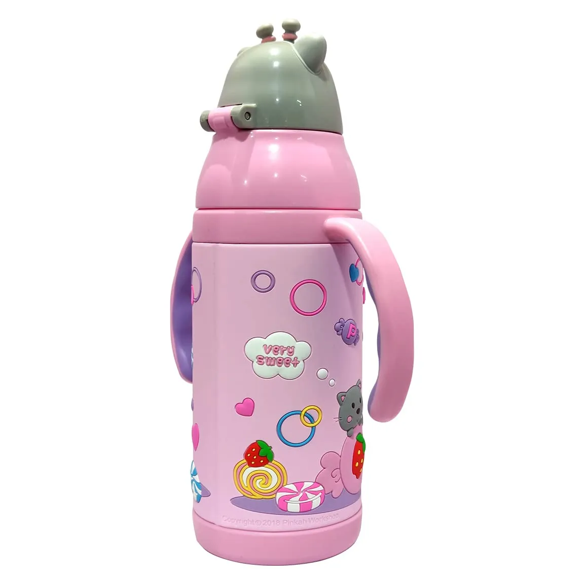 Kids Vacuum Bottle (PINKAH)3D Cap & Cartoon Design | 380ml - Pepa pink