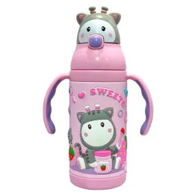 Kids Vacuum Bottle (PINKAH)3D Cap & Cartoon Design | 380ml - Pepa pink