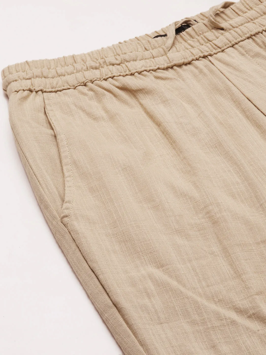 Men's Beige Cotton Regular Fit Shorts