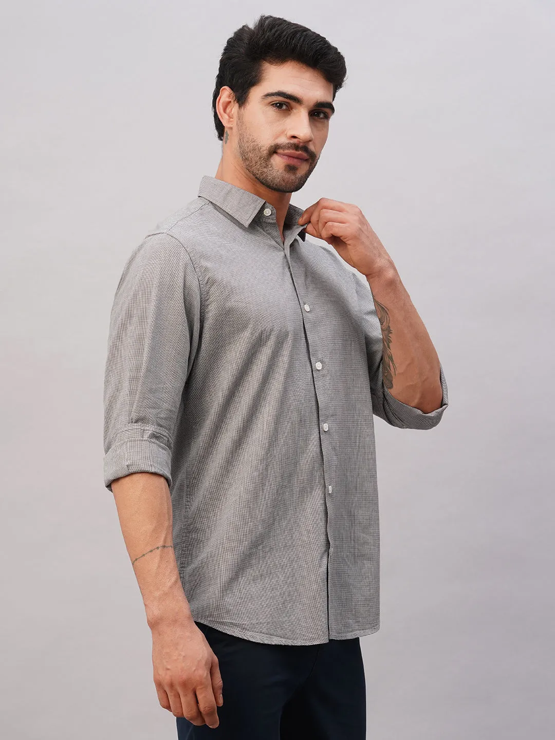 Men's Brown Cotton Slim Fit Shirt