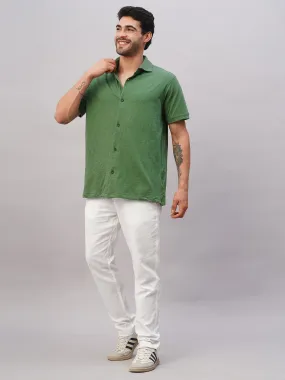 Men's Green Cotton Regular Fit Tshirt