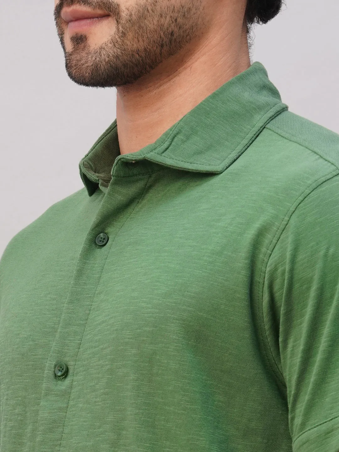 Men's Green Cotton Regular Fit Tshirt