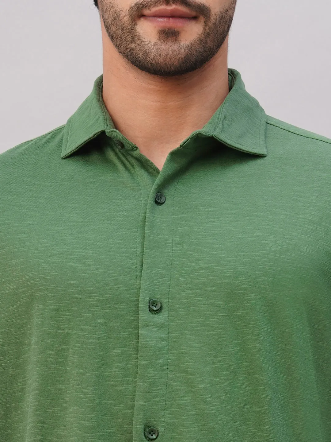 Men's Green Cotton Regular Fit Tshirt