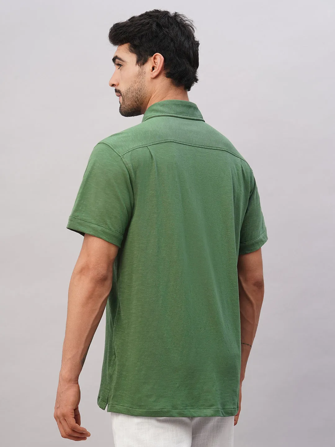 Men's Green Cotton Regular Fit Tshirt