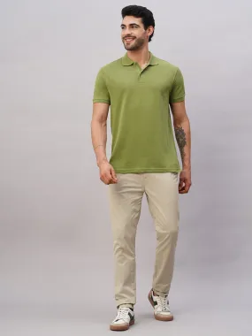 Men's Green Cotton Regular Fit Tshirt