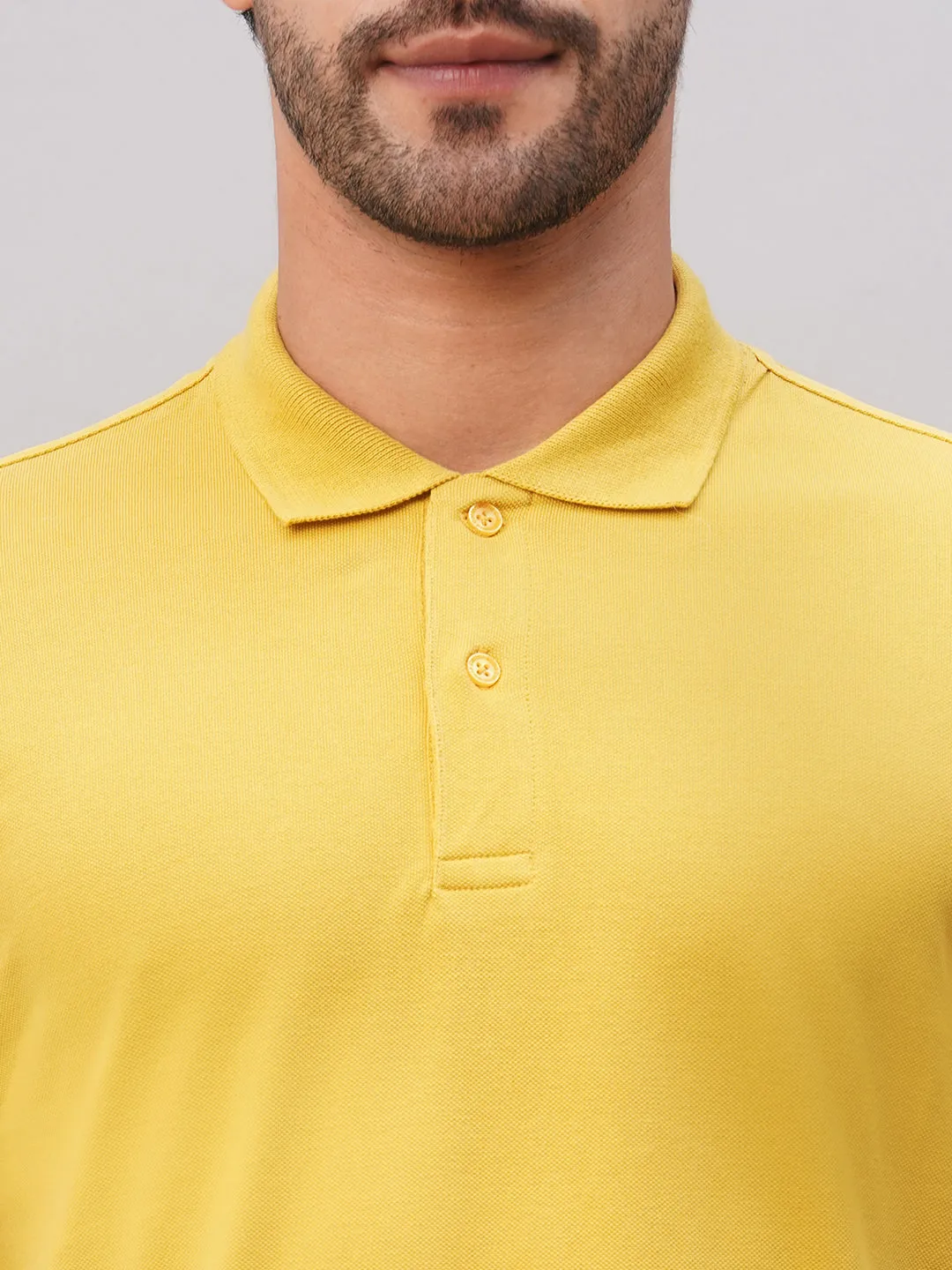 Men's Mustard Cotton Regular Fit Tshirt