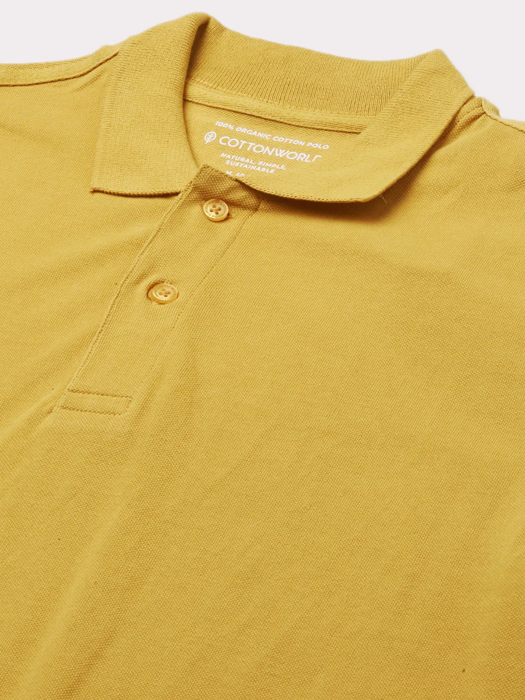 Men's Mustard Cotton Regular Fit Tshirt